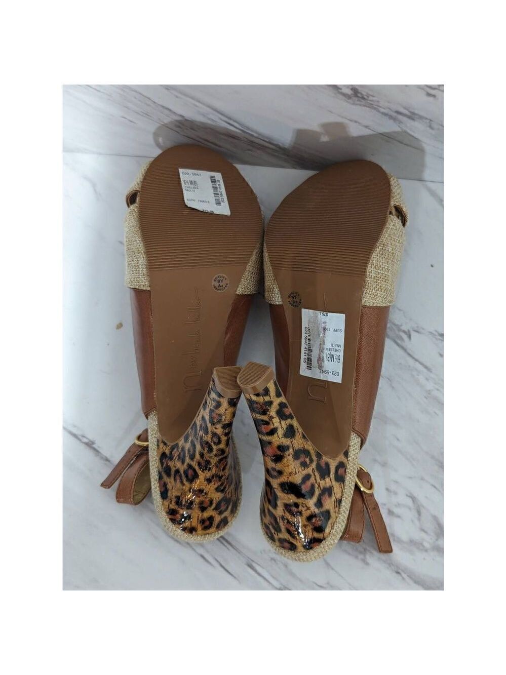 N by Nicole Miller Women's Tan Sandal Leather Side Leopard Print Heel Size 6.5M - Picture 4 of 8